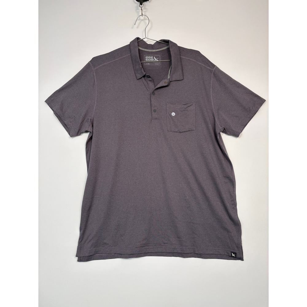 NWT Eddie Bauer Men Polo TXL Purple Short Sleeve Pocket Performance 13550885